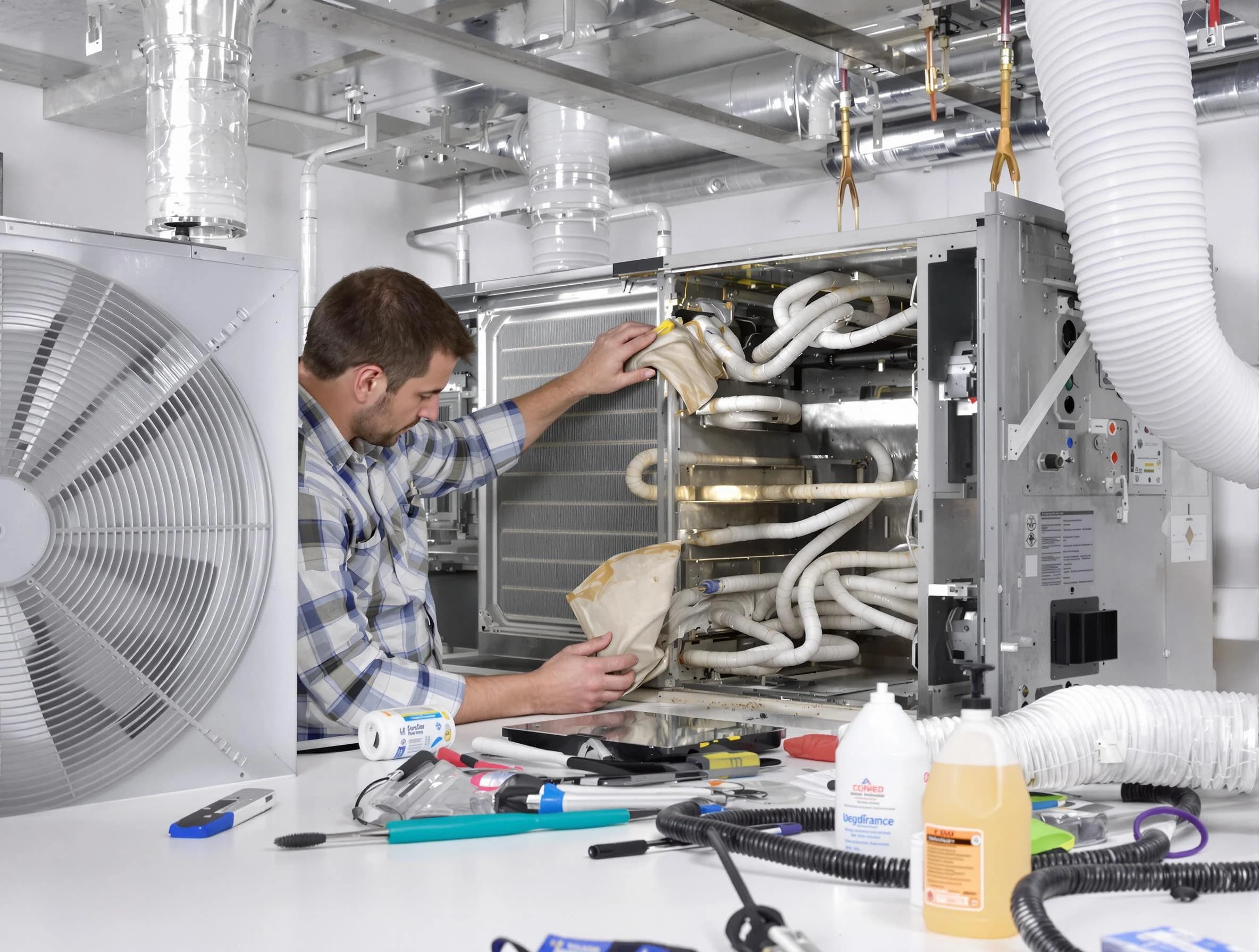 Sandy Springs Air Duct Cleaning specialist performing precision AC coil cleaning in Sandy Springs