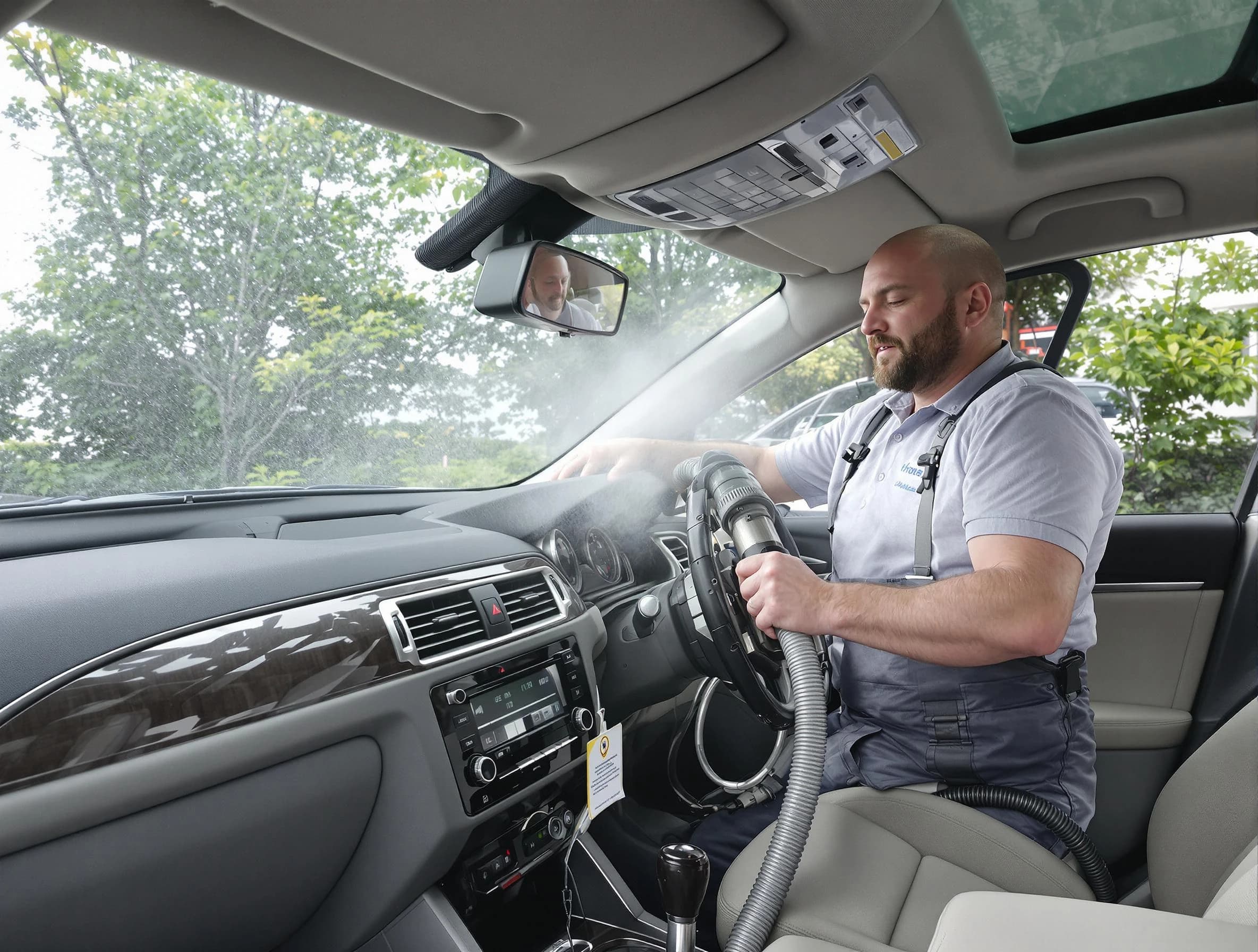 Sandy Springs Air Duct Cleaning specialist performing professional car duct cleaning in Sandy Springs