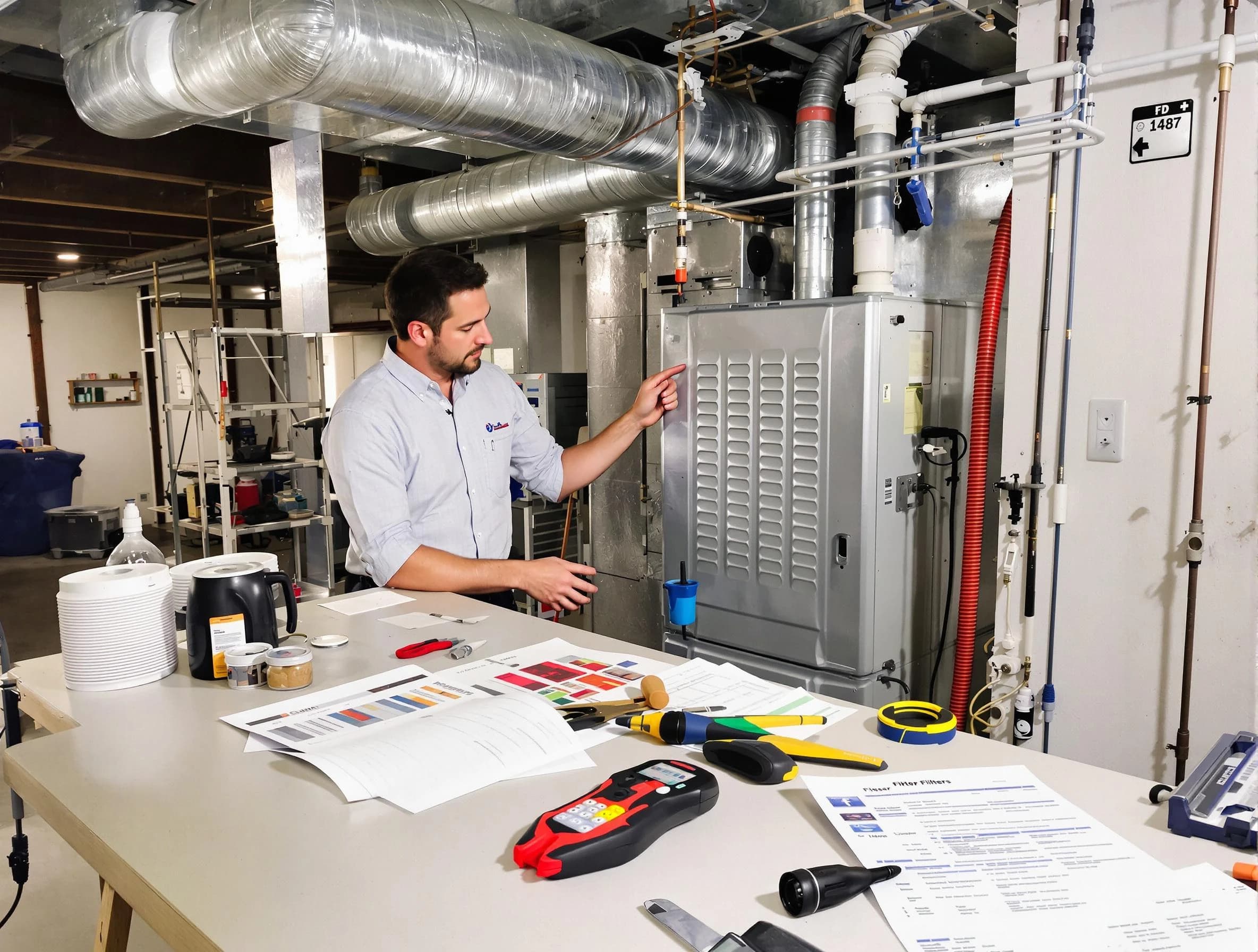 Sandy Springs Air Duct Cleaning inspector conducting detailed filter system evaluation using professional diagnostic tools in Sandy Springs