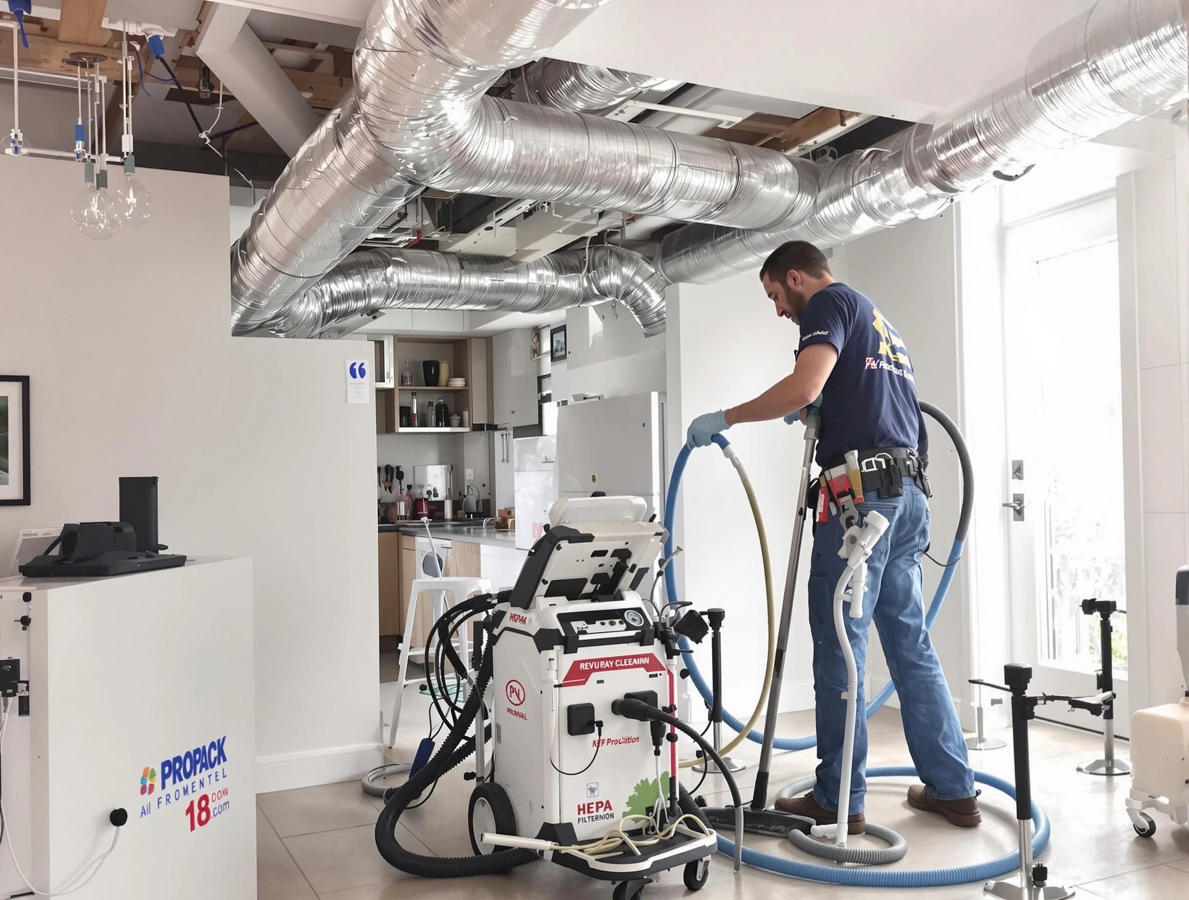 Sandy Springs Air Duct Cleaning technician performing advanced pure duct cleaning with specialized equipment in Sandy Springs