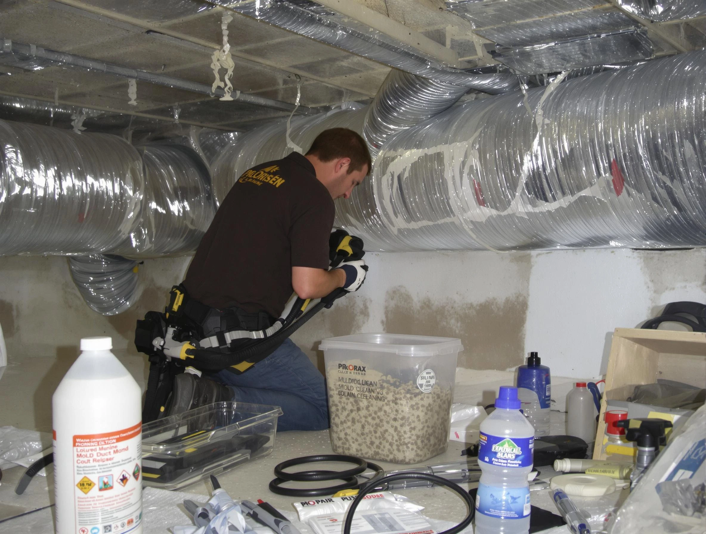 Sandy Springs Air Duct Cleaning specialist performing professional mold removal from air ducts in Sandy Springs