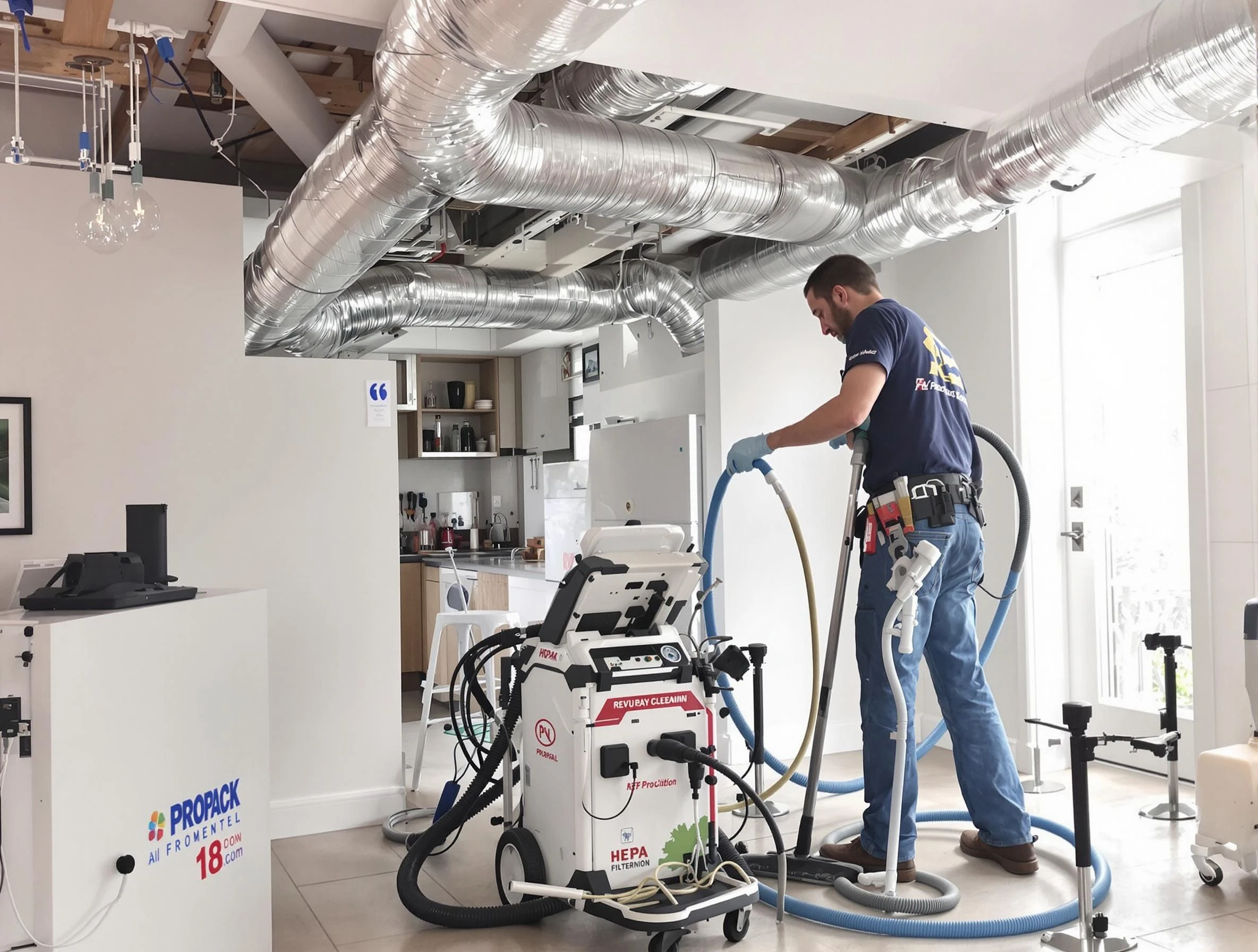 Sandy Springs Air Duct Cleaning technician performing advanced pure duct cleaning with specialized equipment in Sandy Springs